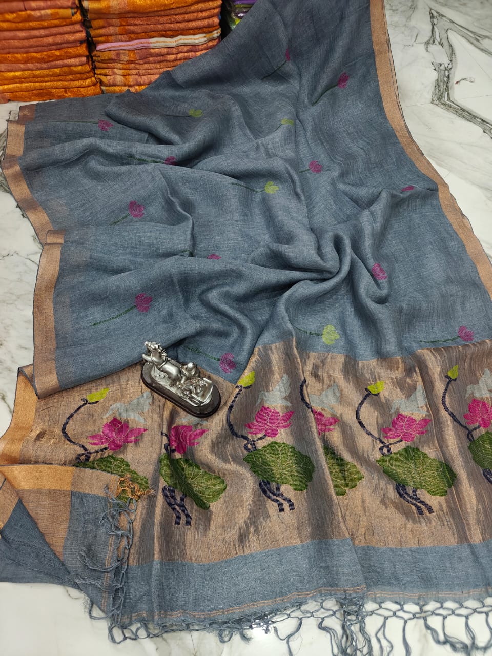 Jayashree Linen Lotus Saree